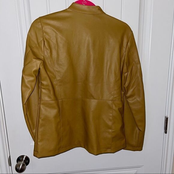Susan Graver Vintage Tan Faux Leather Ruffle Jacket; SZ XXS; Great Condition - Picture 5 of 6